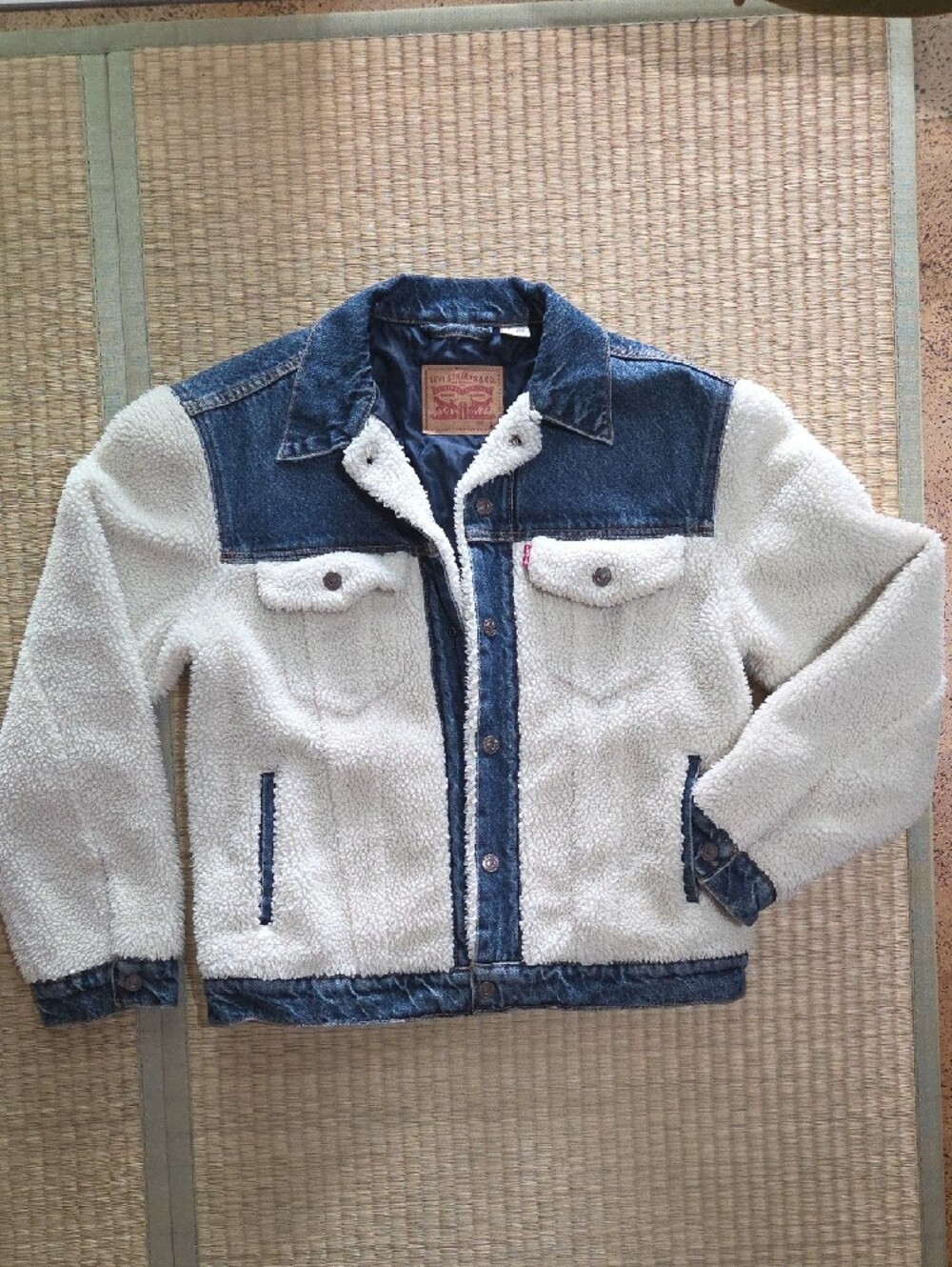 Levi's Sherpa-Lined Denim Jacket in Cream & Blue